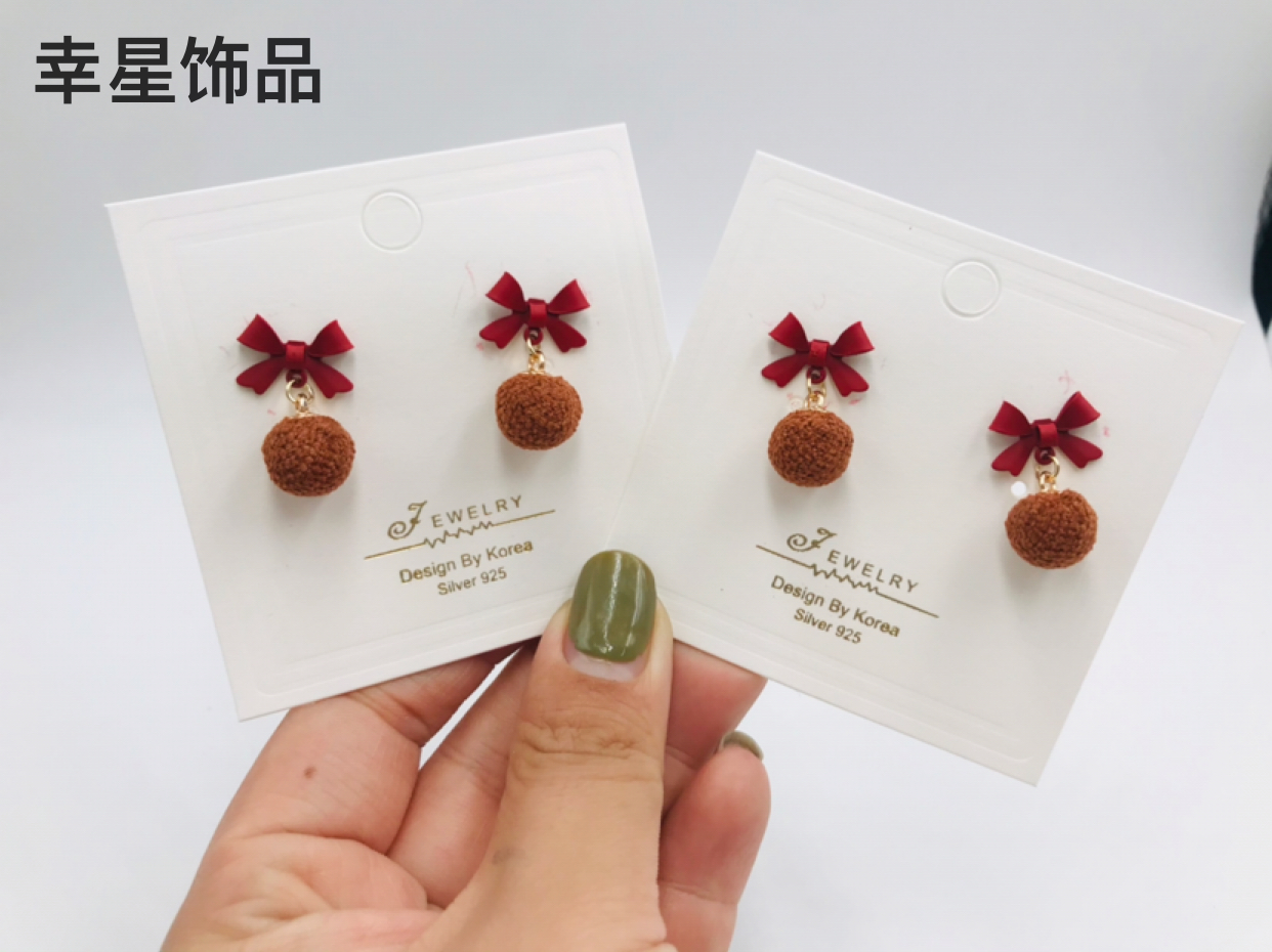 s925银针时尚耳钉耳环小香风毛球吊坠耳针韩版气质耳钉耳饰饰品