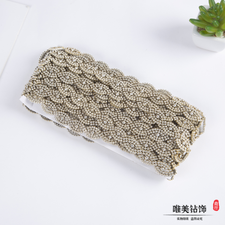 眼睛形钻链水钻爪链烧焊工艺花式码链 单排椭圆形服饰头饰diy配饰