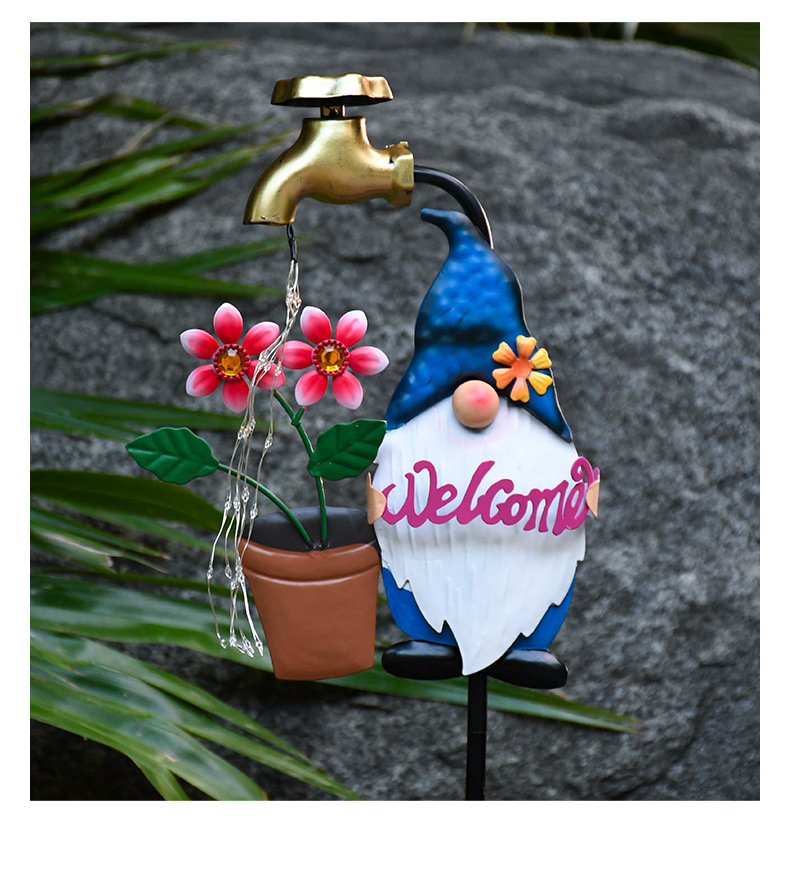 跨境户外地插地精太阳能灯花园装饰圣诞节水龙头精灵小矮人庭院灯详情11