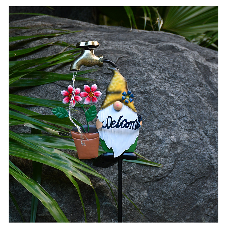 跨境户外地插地精太阳能灯花园装饰圣诞节水龙头精灵小矮人庭院灯详情9