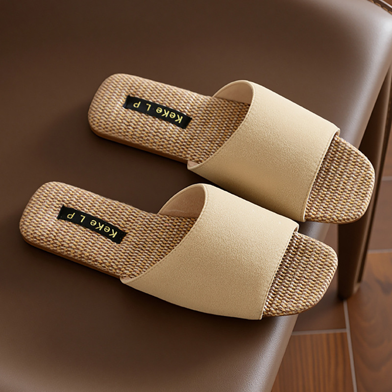 Keke Liangpin Summer anti-slip linen Slippers for Women, indoor couple home, four-season slippers, soft-soled floor cooling slippers for women Item Picture
