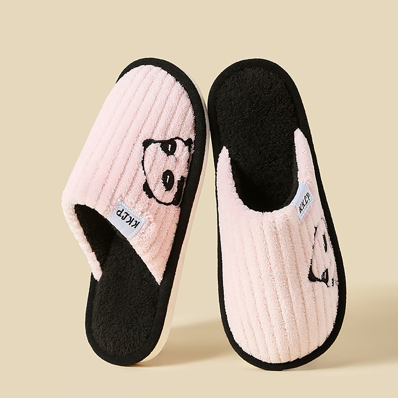 Keke Liangpin Autumn and Winter Cute Panda Indoor Home Warm plush men's and women's Slippers, household wool cotton Slippers for men Item Picture