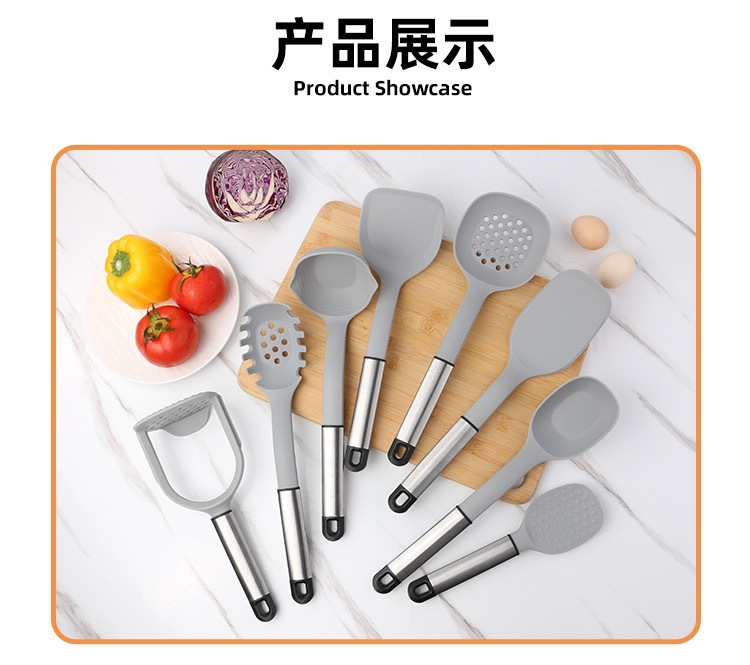硅胶厨具厨房烘焙工具套装密更不粘硅胶汤勺家用烹饪厨具耐高温详情7