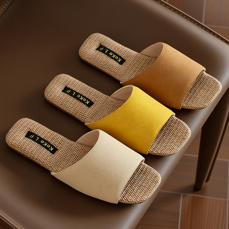 Keke Liangpin Summer anti-slip linen Slippers for Women, indoor couple home, four-season slippers, soft-soled floor cooling slippers for women full figure