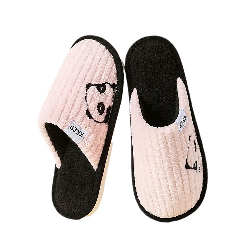 Keke Liangpin Autumn and Winter Cute Panda Indoor Home Warm plush men's and women's Slippers, household wool cotton Slippers for men Application Scenario