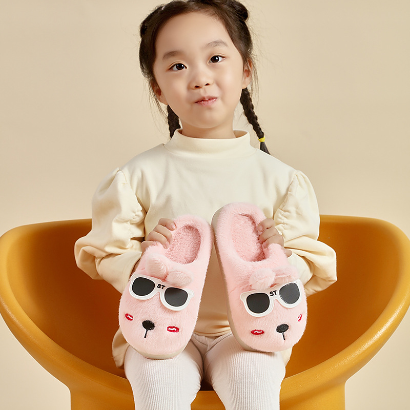 Keke Dinosaur Cute Children's slippers bag and thickened warm indoor baby cotton slippers, anti-slip autumn and winter slippers for women details Picture