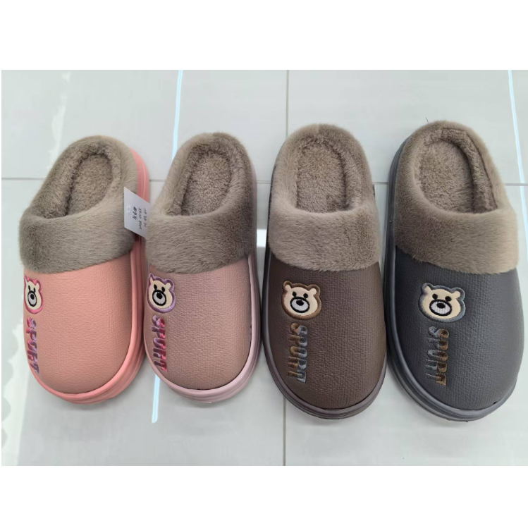 新款秋冬季简约绣花侧缝棉拖鞋外贸出口拖鞋保暖舒适家居拖鞋批发