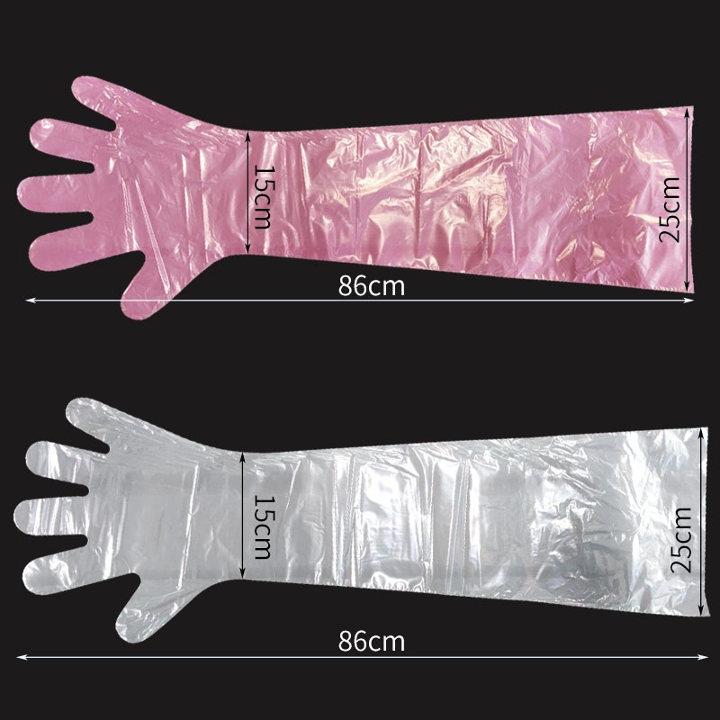 Disposable long-arm gloves for animals, thickened and lengthened for midwifery of cattle, sheep and pigs, and gloves for veterinary insemination, mating, examination and delivery Specification image