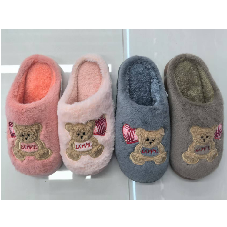 新款秋冬季简约绣花侧缝棉拖鞋外贸出口拖鞋保暖舒适家居拖鞋批发