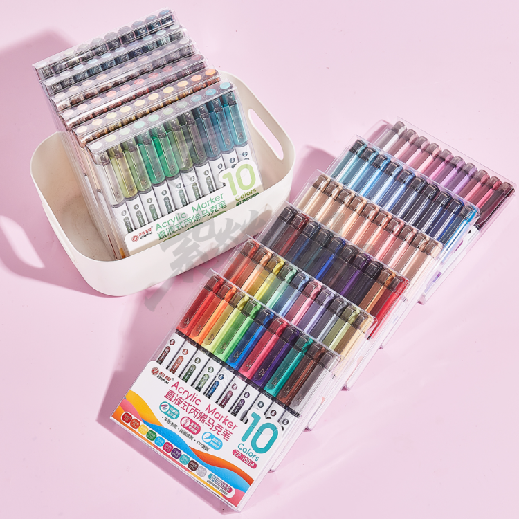 Soft-tipped straight liquid acrylic marker pen multi-color set, large-capacity student planner drawing visual ink sac marker pen Application Scenario