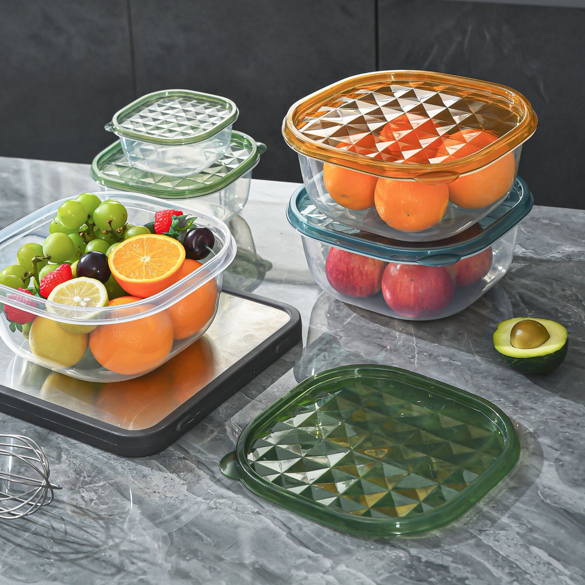 冰箱收纳盒透明塑料果蔬肉食保鲜储物盒厨房储物食用品批发中号精