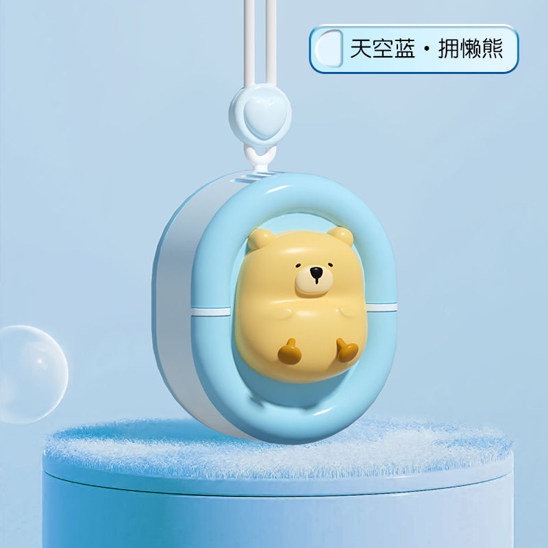 The new cute duck and bear lazy neck fan is a compact and portable USB charging fan, suitable for outdoor office use Item Picture
