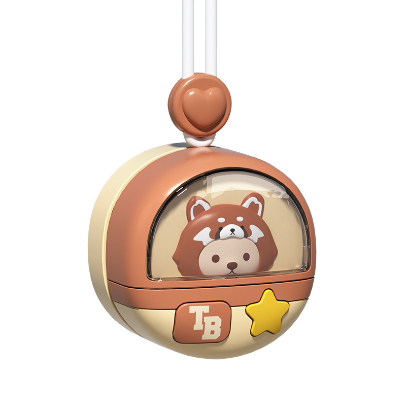 Cute cartoon neck-hanging bladeless mini fan with usb charging and three-speed adjustment for students and children in summer Application Scenario