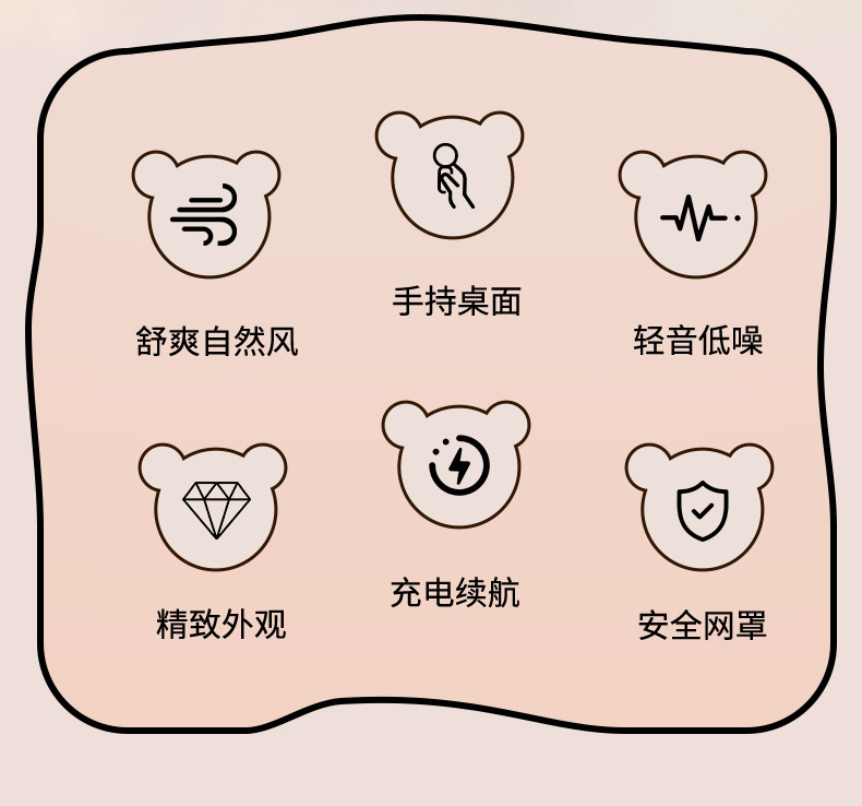 萌趣公仔便携式手持小风扇户外露营随身USB充电风扇学生儿童礼品详情2