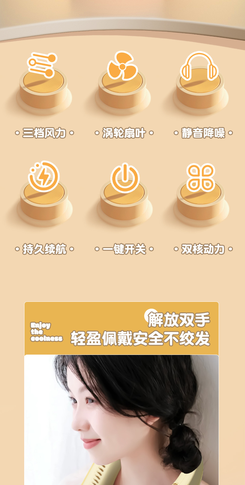 新款外贸挂脖风扇USB无叶风扇可调节充电扇懒人风扇公司礼品批发详情2