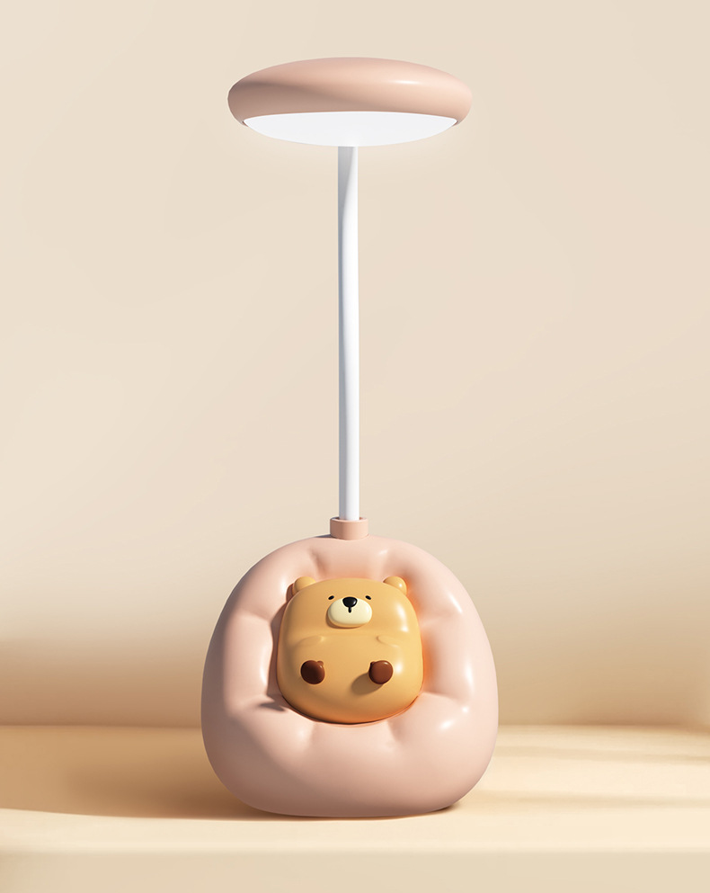 新品懒懒熊护眼LED卡通小夜灯桌面USB充电学习护眼台灯可定制详情3