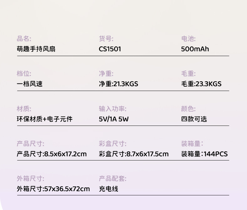 新款小动物可爱手持小风扇学生上课轻音桌面风扇儿童便携式小风扇详情6