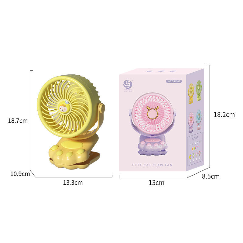 New cute and fun plush cat paw clips, usb charging fan, portable desktop fan, desktop office, dormitory Application Scenario