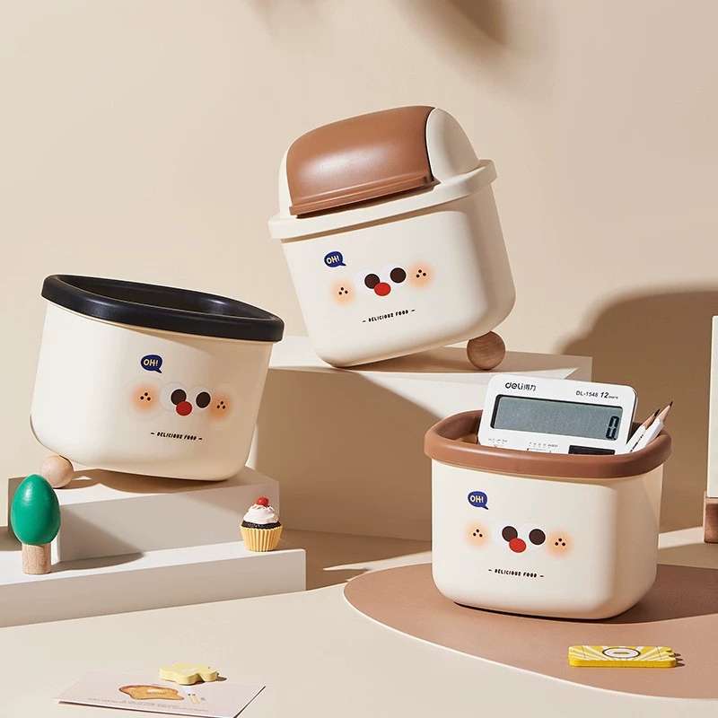 J06-6877 Little Milk Coffee Desktop Trash can, Student Sanitary Bowl, Home Desk, Living Room Office Desk Mini Storage pic 5