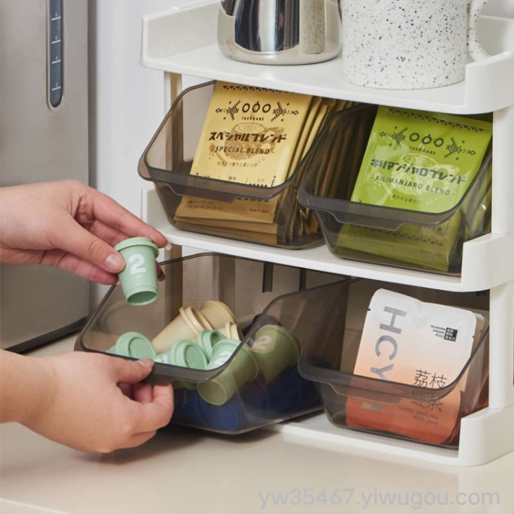 J06-6445 Creative Desktop Storage Rack, Coffee and Tea Storage rack, Tea Room Storage Rack, Cosmetics Storage Box details Picture