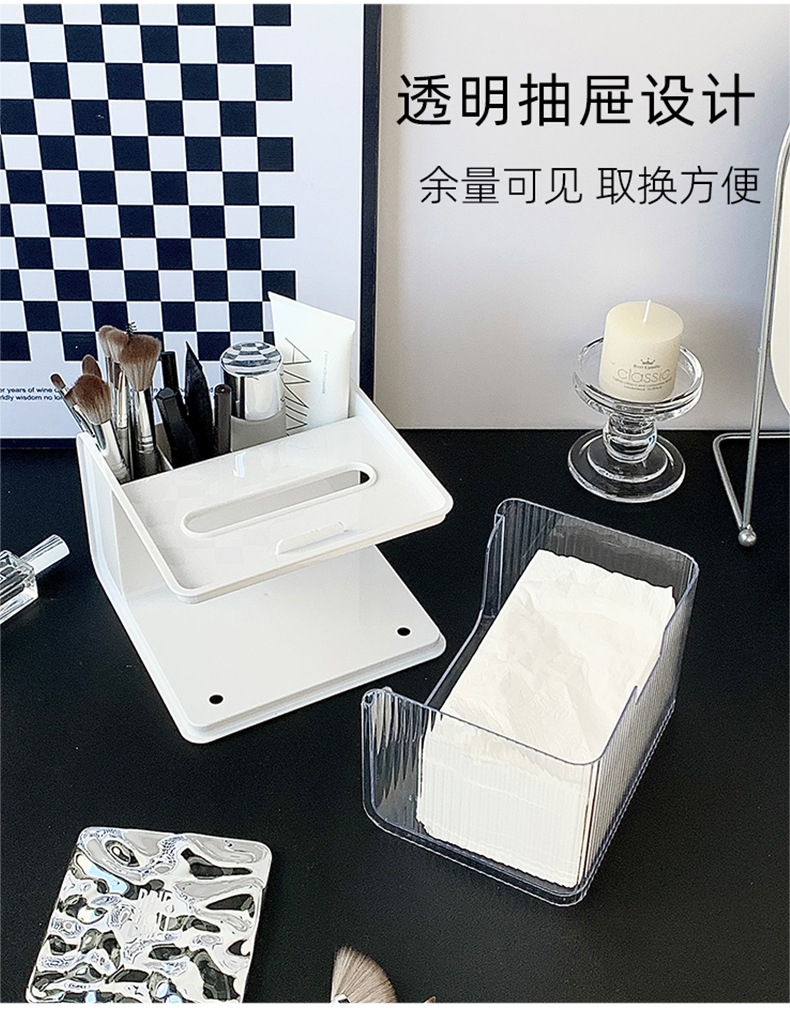 Q35-7422 Desktop storage box, beauty egg organization box, makeup brush and lipstick storage box, drawer-type tissue box pic 3