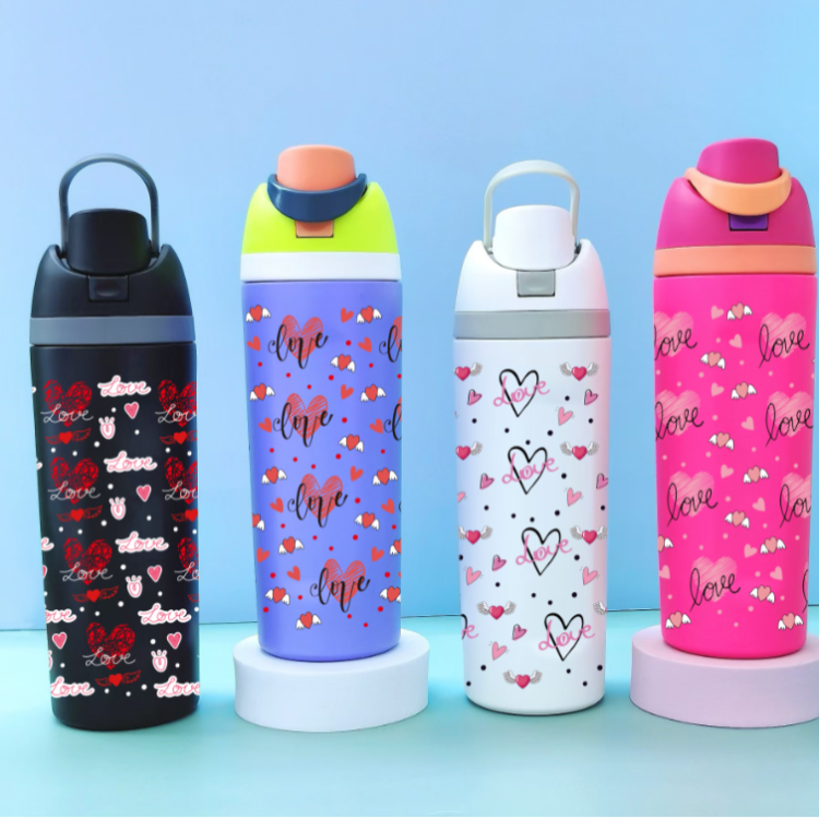 厂家直销跨境304不锈钢保温杯双层真空爱心足球水果杯便携水杯