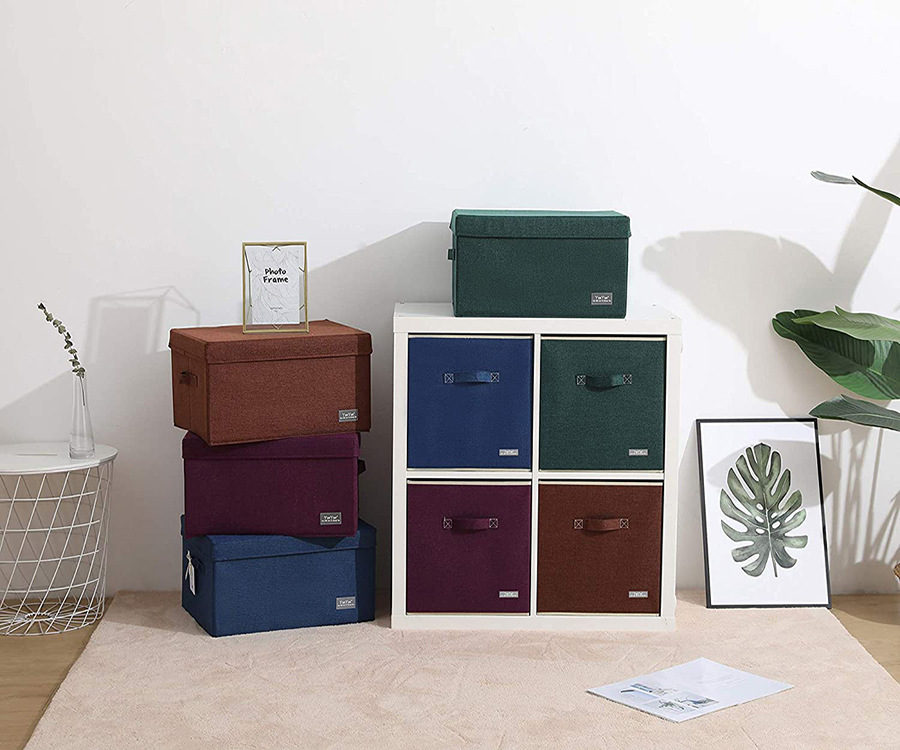 卡莱克柜棉麻布艺收纳盒可折叠衣物收纳箱办公室玩具杂物整理箱