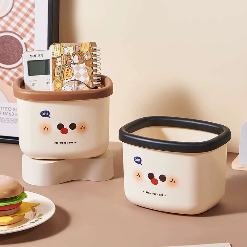 J06-6877 Little Milk Coffee Desktop Trash can, Student Sanitary Bowl, Home Desk, Living Room Office Desk Mini Storage pic 2