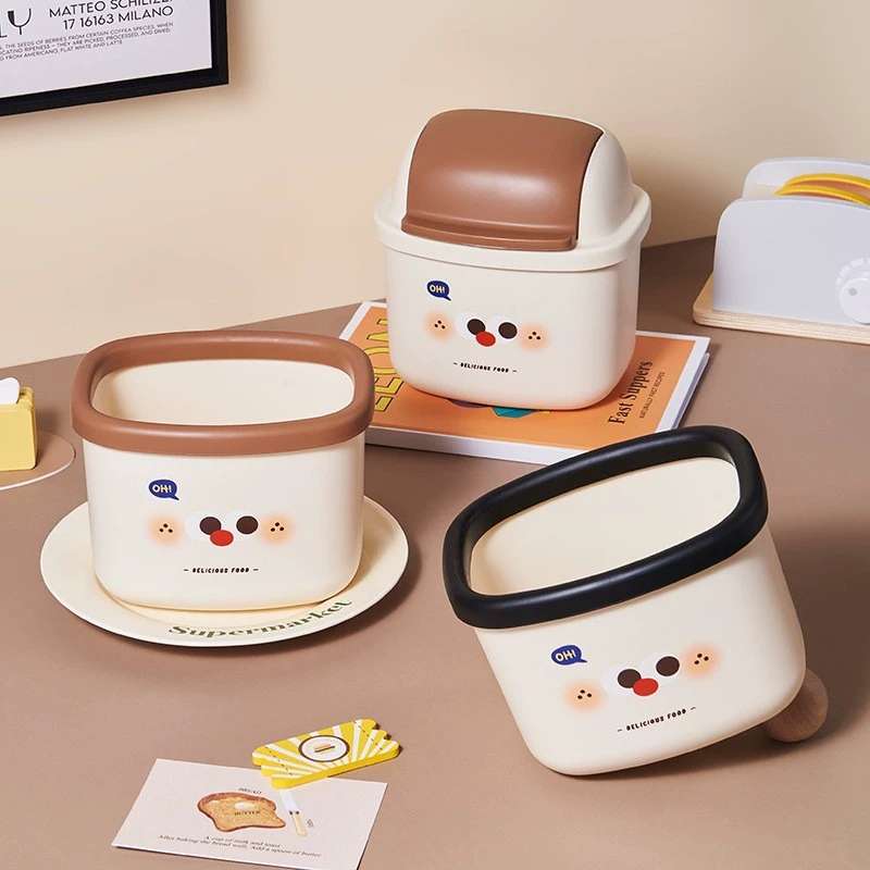 J06-6877 Little Milk Coffee Desktop Trash can, Student Sanitary Bowl, Home Desk, Living Room Office Desk Mini Storage pic 1