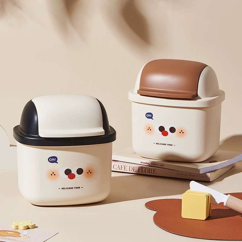 J06-6877 Little Milk Coffee Desktop Trash can, Student Sanitary Bowl, Home Desk, Living Room Office Desk Mini Storage pic 4