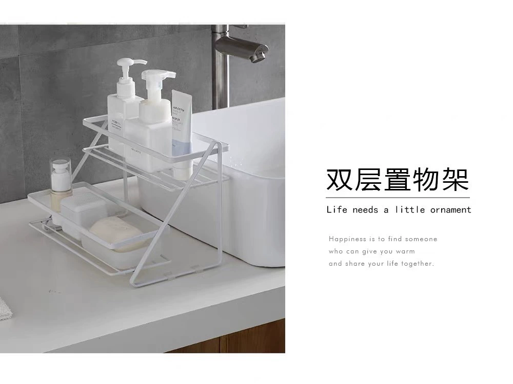 Q35-JL-049铁艺收纳厨房阶梯式桌面置物架子浴室化妆品双层多层架详情7