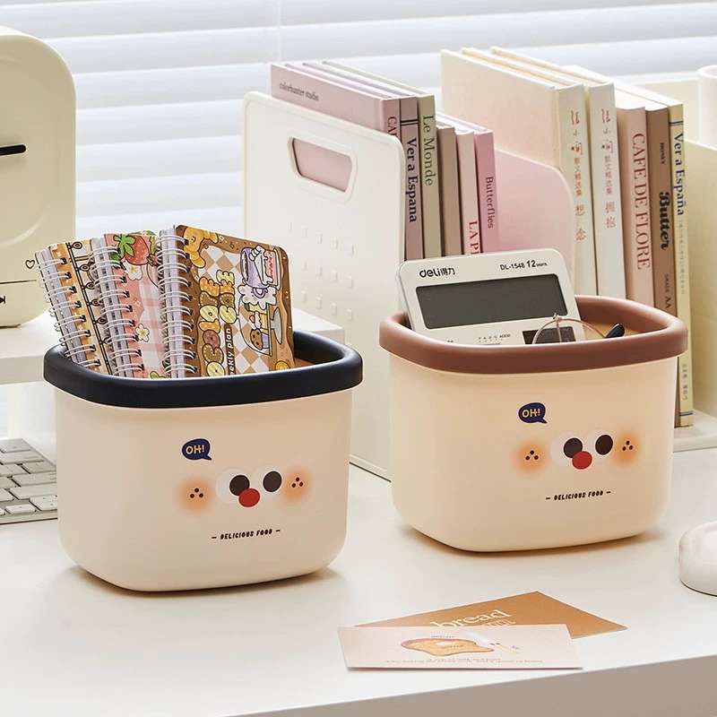 J06-6877 Little Milk Coffee Desktop Trash can, Student Sanitary Bowl, Home Desk, Living Room Office Desk Mini Storage pic 9