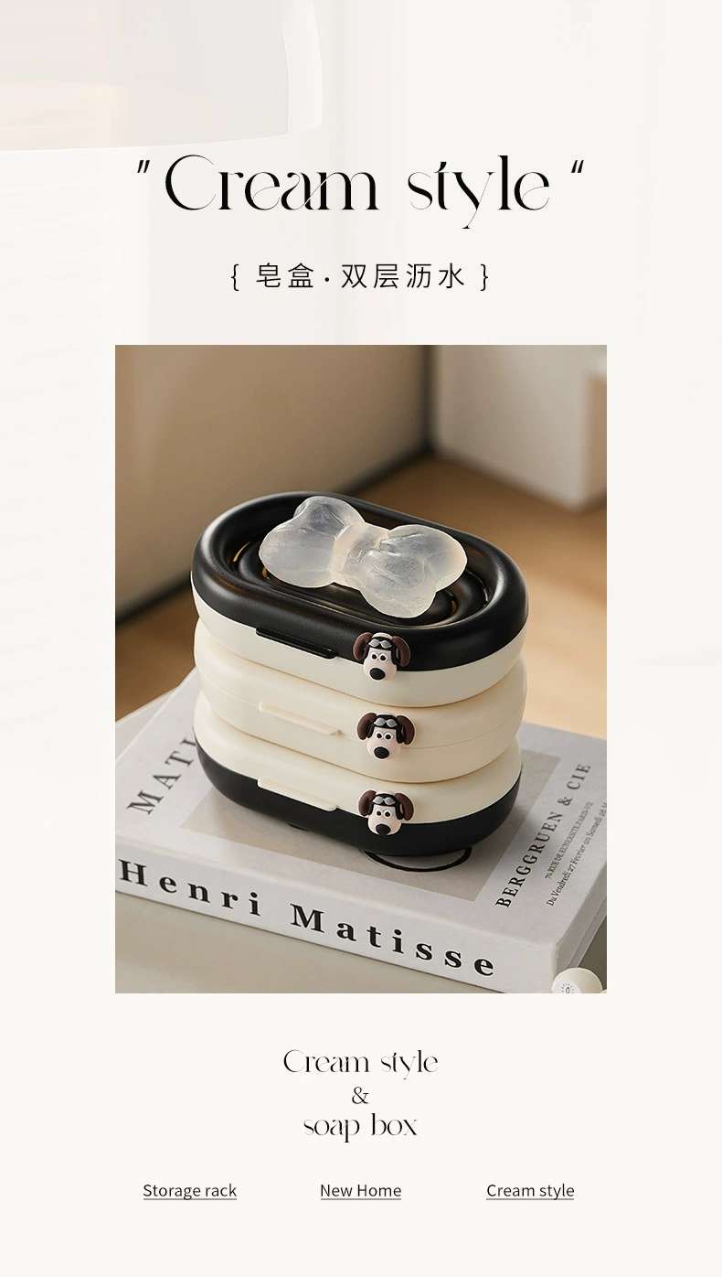 J06-6846双层肥皂盒免打孔浴室轻奢沥水多巴胺壁挂皂盒详情3