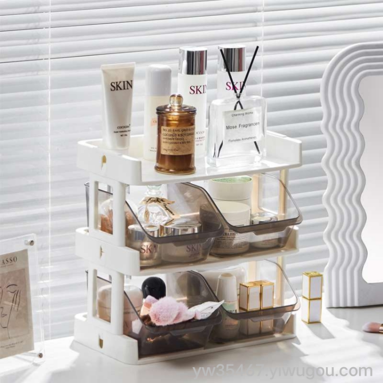 J06-6445 Creative Desktop Storage Rack, Coffee and Tea Storage rack, Tea Room Storage Rack, Cosmetics Storage Box Specification image