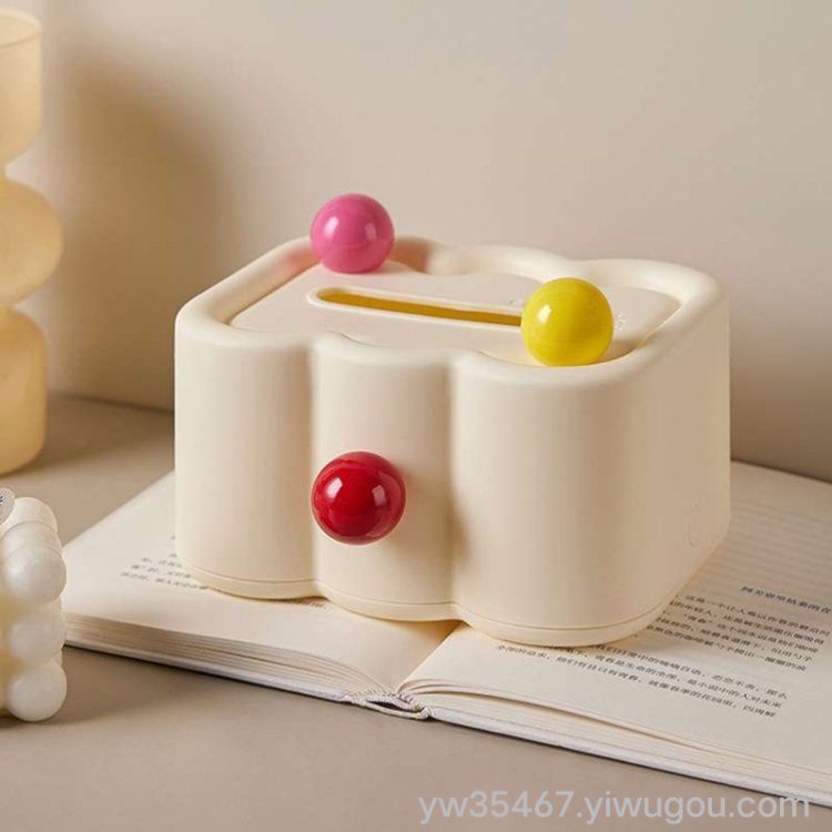 J06-6699-B Cream-style Tissue box, colorful balls, cute tissue storage box, desktop and wall tissue box Specification image