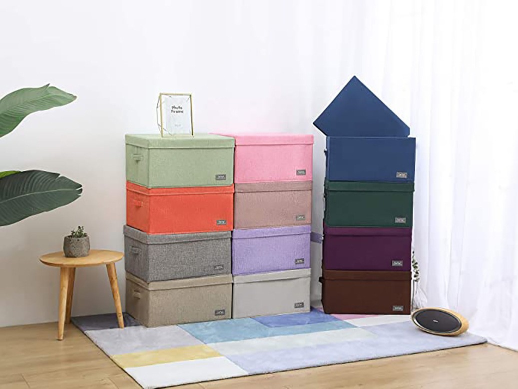 Thickened cotton and linen fabric clothing storage box, toy organization box, book storage box, folding cotton quilt storage box, dust-proof box Item Picture