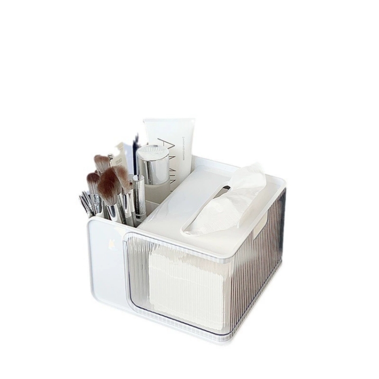 Q35-7422 Desktop storage box, beauty egg organization box, makeup brush and lipstick storage box, drawer-type tissue box Application Scenario