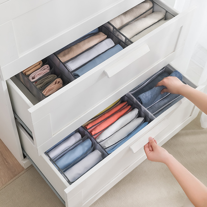 Clothes and trousers sorting, underwear storage box, hand-held layered storage bag, mesh folding compartmentalized drawer storage box details Picture