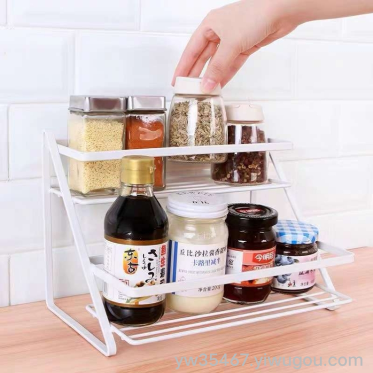 Q35-JL-049 ironwork storage: Kitchen stepped desktop shelf, bathroom cosmetics double-layer and multi-layer shelf