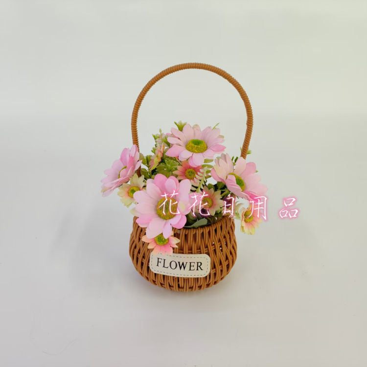满天星/仿真花/编织花篮/柳编提篮/编织篮产品图