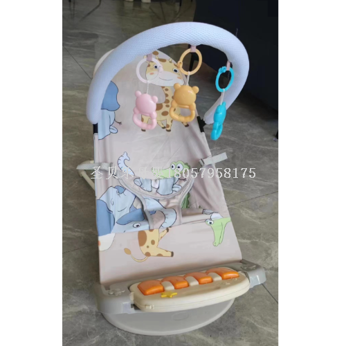 脚踏琴摇摇椅 哄娃神器 带音乐摇椅 新生儿躺椅 婴儿摇篮安抚椅白底实物图