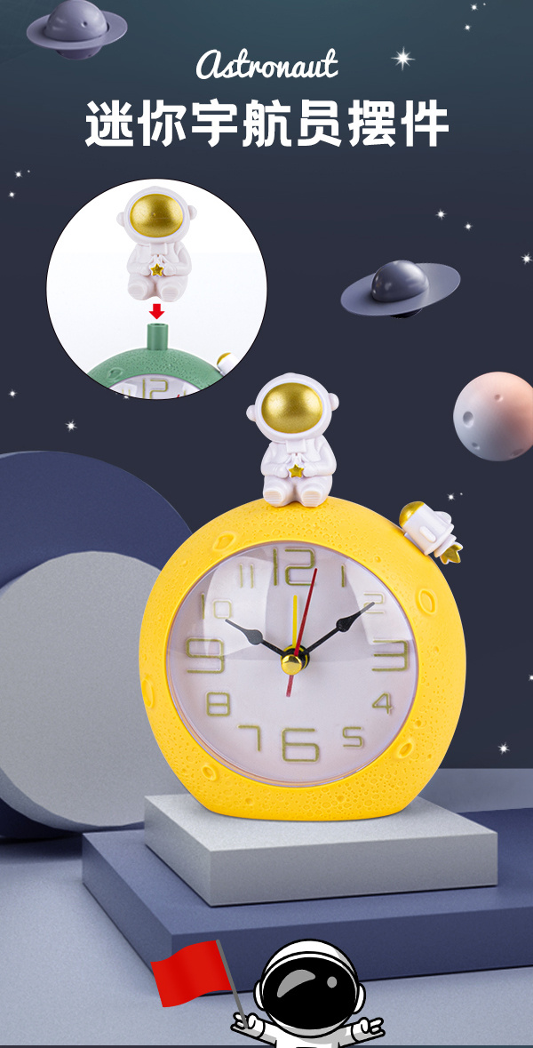 Creative astronaut alarm clock with small pendant, student desktop decoration alarm clock, student enrollment gift, birthday present pic 12