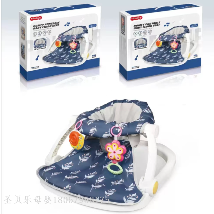 新品婴儿折叠座椅脚踏琴 0-1岁宝宝便携式地板音乐跳跳椅产品图