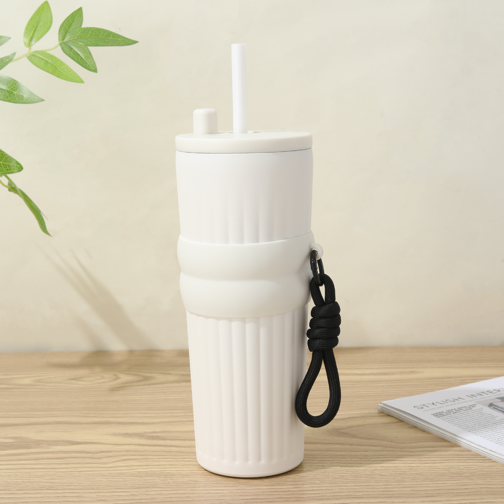 跨境条纹极光杯316不锈钢保温杯双层真空户外运动吸管水杯带皮套详情6