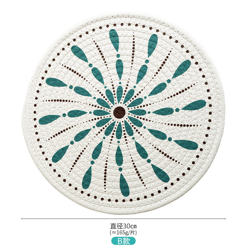Hot-selling Japanese-style printed cotton rope heat insulation pads, placemats, plate pads and coasters in stock Item Picture