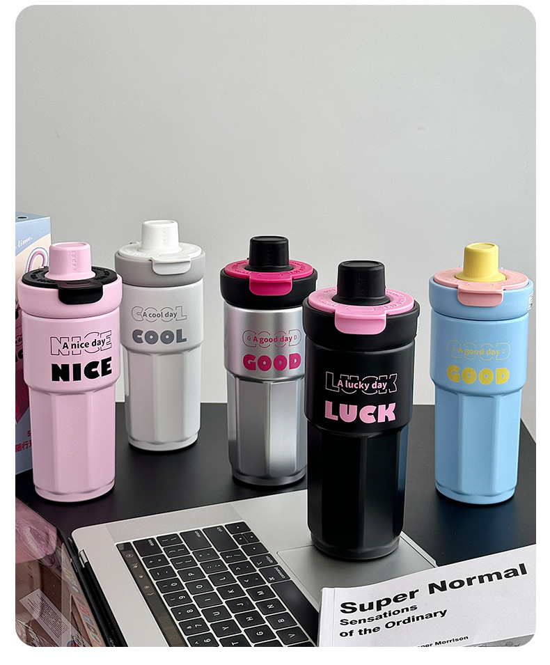 新款高颜值ins风不锈钢保温杯双饮吸管家用杯大容量男女学生水杯详情13