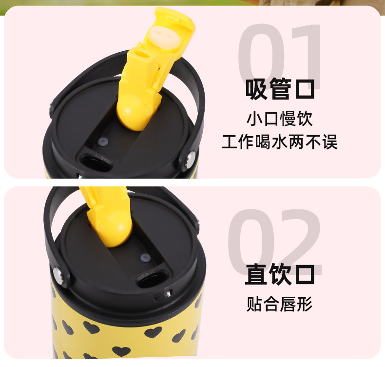 新款创意格子不锈钢冰霸保温杯带手柄吸管高颜值便携手提车载杯详情2
