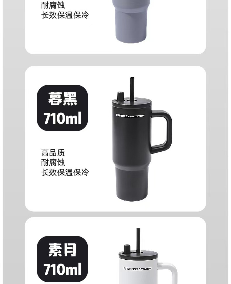 跨境新款316不锈钢保温杯大容量水杯手柄吸管杯便携保冷冰霸杯车详情5