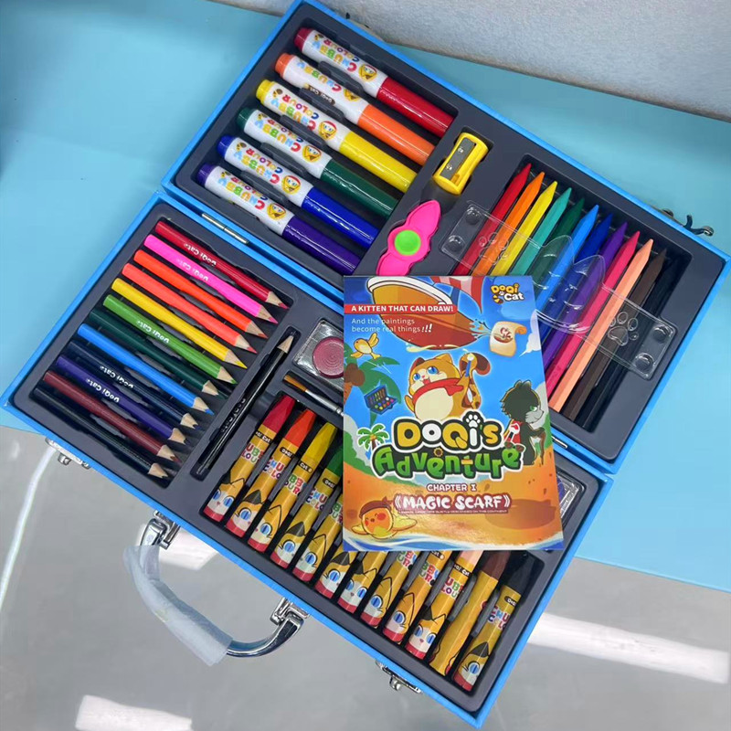 68-piece children's painting gift box set, children's festival gifts, student watercolor pens, colored pens and crayons wooden box set Application Scenario