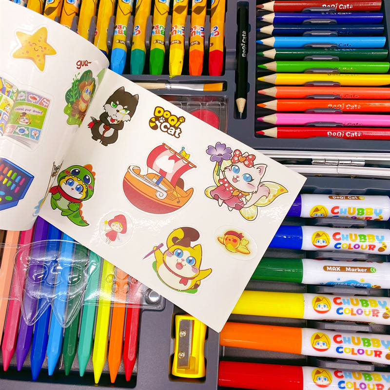 68 Aluminum box brush set, crayon, oil painting, watercolor pen set, art supplies, drawing pens, children's brush set Specification drawing